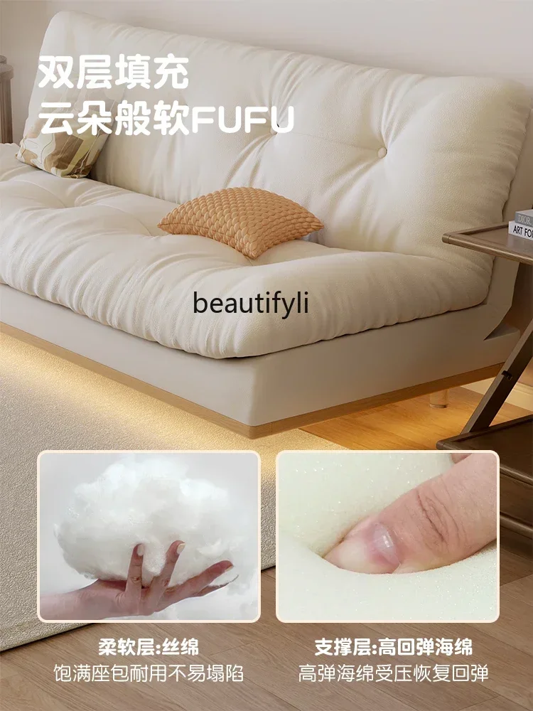 

yj21 Folding Sofa Faux Leather Living Room Modern Minimalist Straight Row Three-Person Armless Sofa