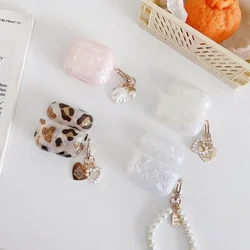 Dreamy Pearl Shell Soft Case For AirPods 4 USB C Case with Keychain Wireless Earphone Case Leopard Protective Cover For Airpods4