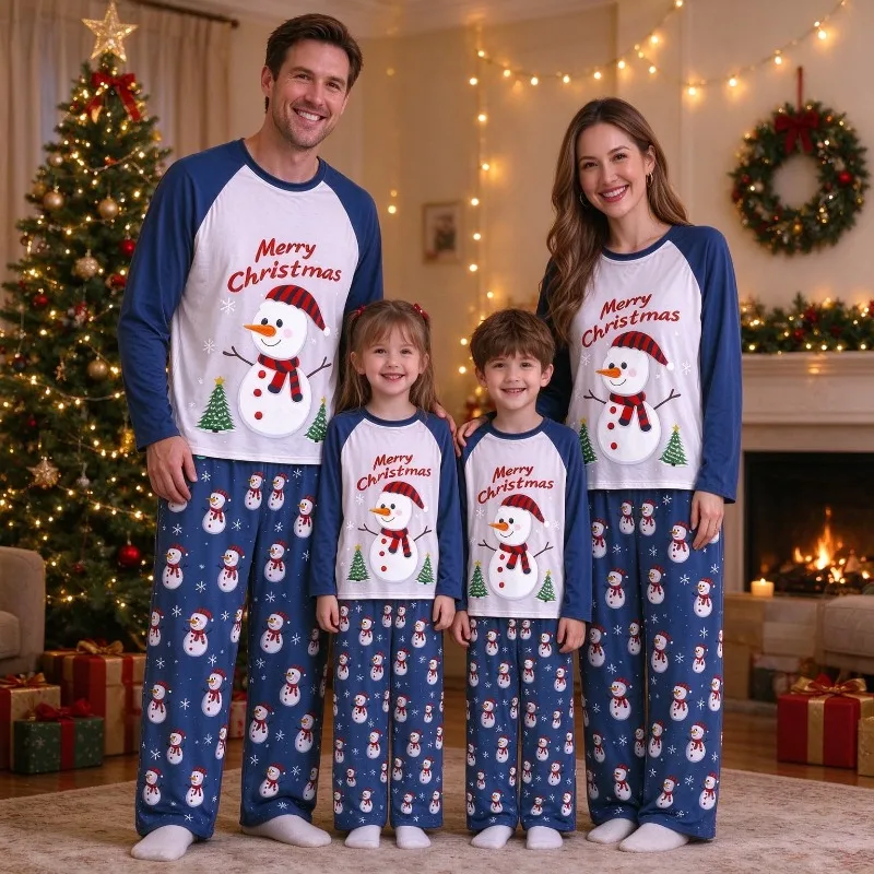 Family Matching Christmas Pajamas Set Couple Red Long Sleeve Top Santa Print Pants for Adults Kids Xmas Family Home Loungewear