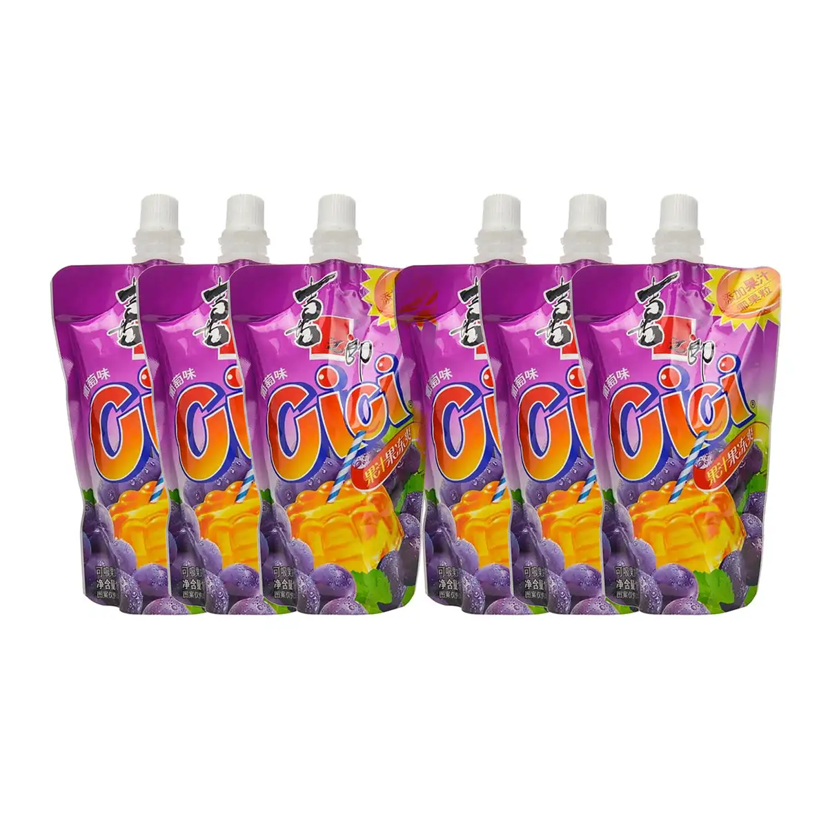 Comida fuerte Cici jugo gelatina sabor a uva 150g X6 Pack