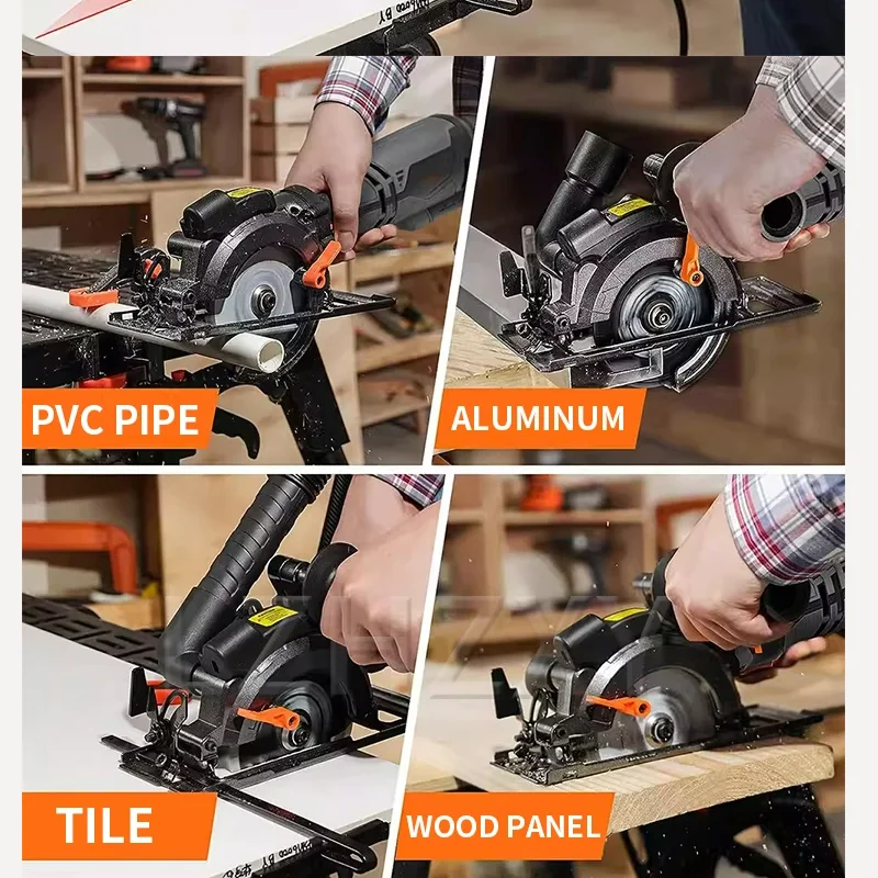 

Multifunctional Circular Saw with Laser Guide for Cutting Wood, Metal, and Tile; 45°/Vertical Cutting; Mini Circular Saw