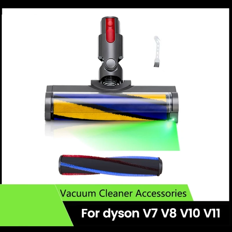 LED Soft Roller Clean Head For Dyson V7 V8 V10 V11 Vacuum Attachments Illuminating  Dust And Debris For Hard Floor