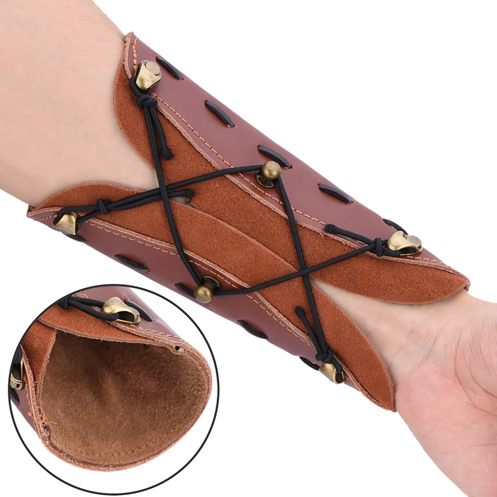 Shooting Archery Arrow Leather Arm Guard Protection Safe Strap Armband