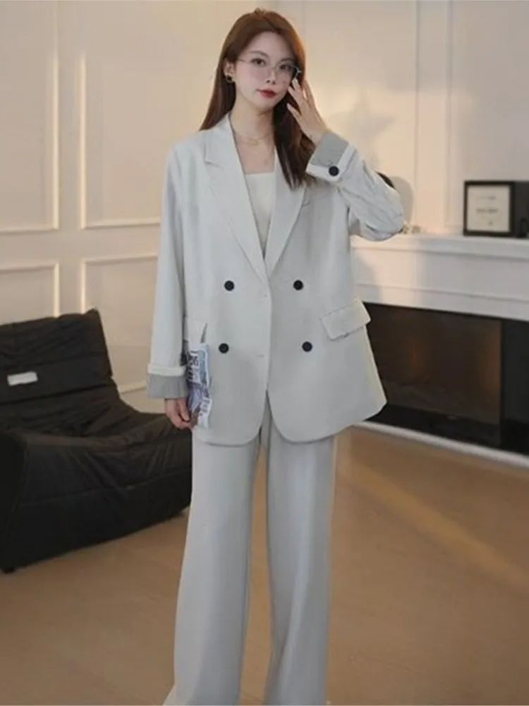 Women's Elegant Chic Blazer Two-Piece Suit New Casual Professional Business Workwear Pantsuits Solid Female Fall Clothes Outfits