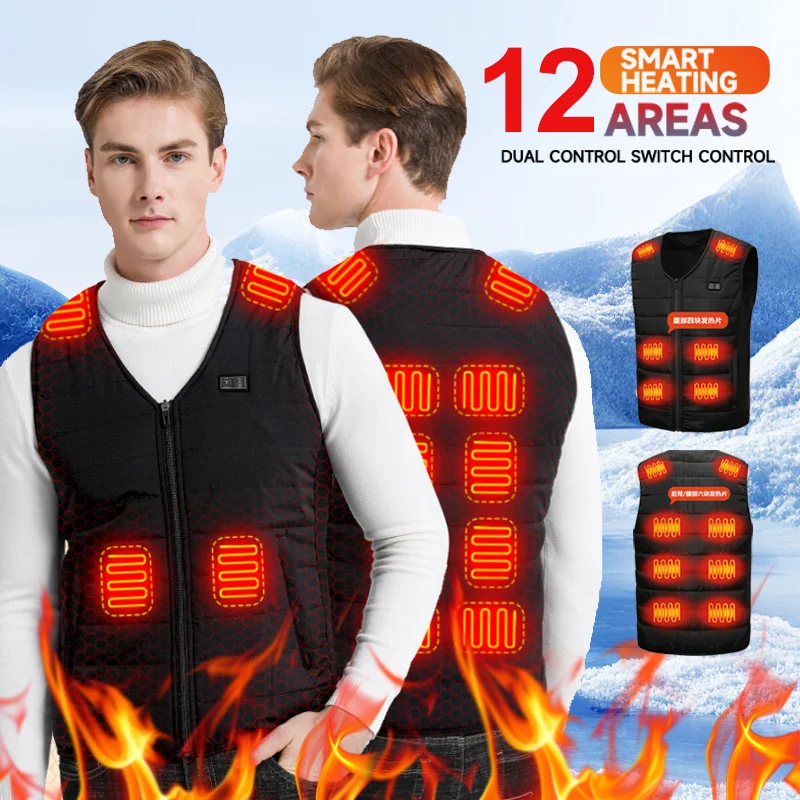 Winter USB Heating Cotton Vest Electric Heating Rechargeable Thermal Vest Warm Body Cold Protection Vest for Men and Women