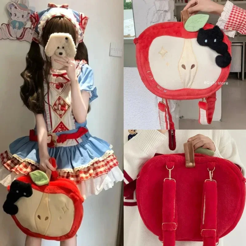 

Apple Y2K Red Green Backpacks Women Cute 4 Season Autumn Japan Cute High Capacity Fun Storage Shoulder Bag Travel Backpacks New