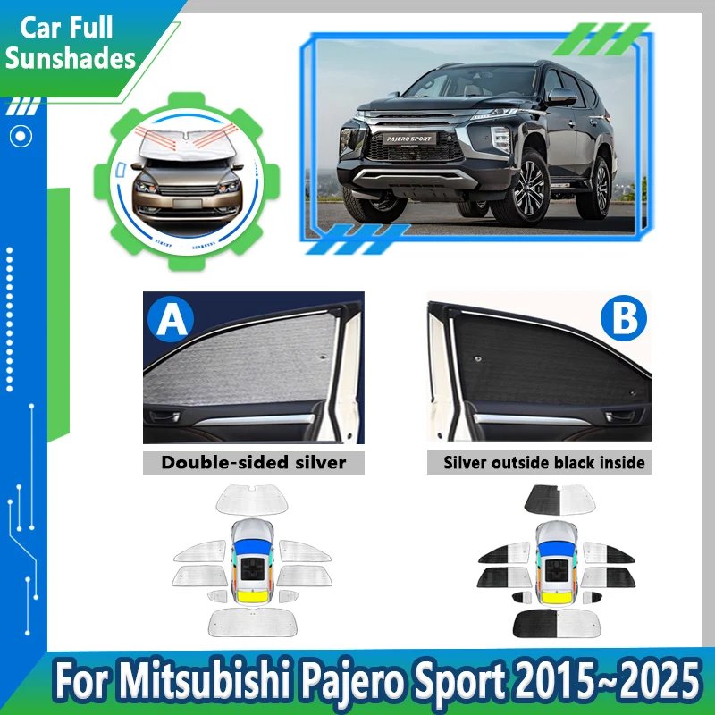 

Автомобильный полный козырек для Mitsubishi Pajero Sport 2024 2015 ~ 2025 Shogun Montero Sport, солнцезащитные козырьки на лобовое стекло, аксессуары для интерьера