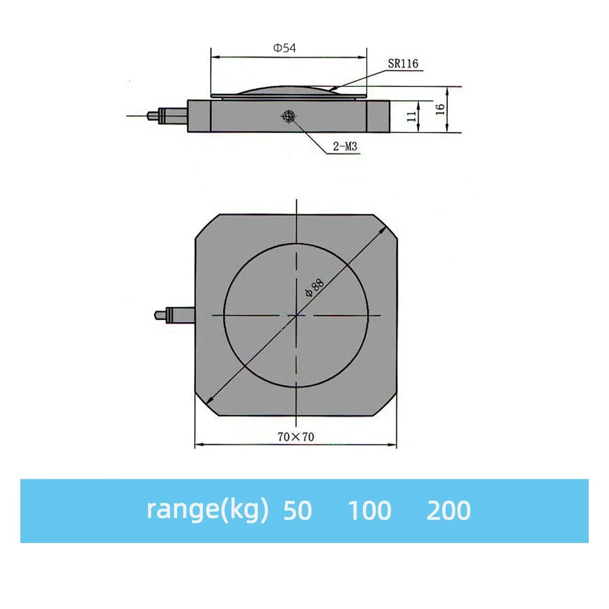 Sensor de fuerza del Pedal del pie para detectar la fuerza de frenado de los frenos automotrices, Type0-50KG de pisar 0-100KG 0-200KG