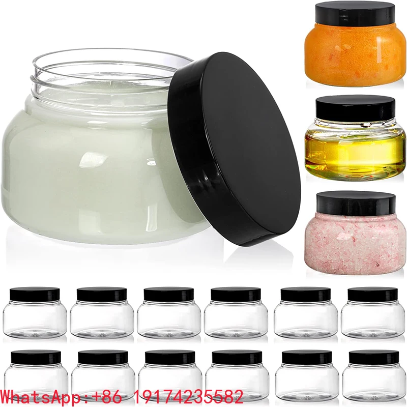 

Wholesale New Design Empty 50ml 150ml 200ml 250ml Pet Plastic Jar With Lid for Body Butters Body Scrub Cream Contain
