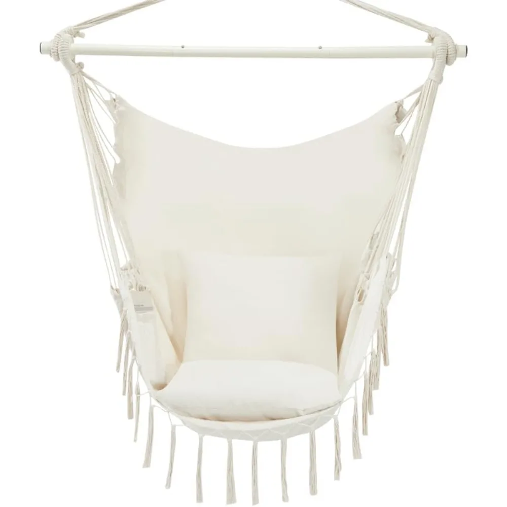 PNAEUT Hammock Swing Hanging Chair with Handmade Tassels, Max 550 Lbs, Large Macrame Hanging Chair with Pocket