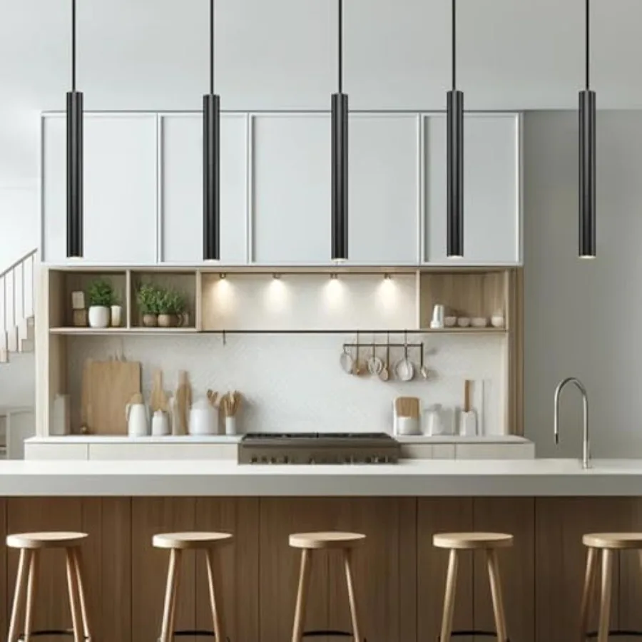 Pendant Lights Kitchen Island 2 Pack Modern LED Pendant Light for Bedroom Bedside Table TV Background Minimalist Black Pendant