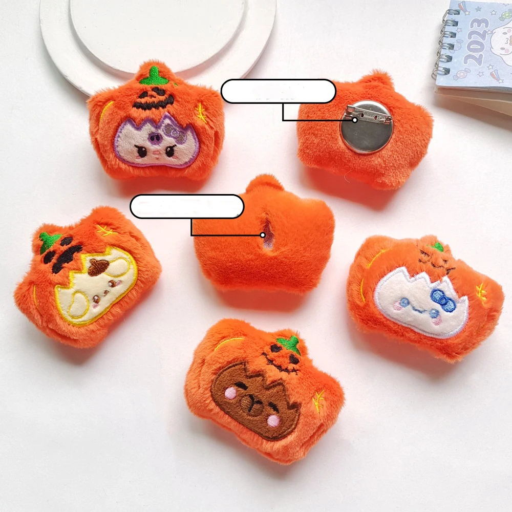 Chiikawa Cartoon Anime Pumpkin Plush Doll Decoration Manual Originality DIY Brooch Key Chain Accessory Doll Hangings Wholesale