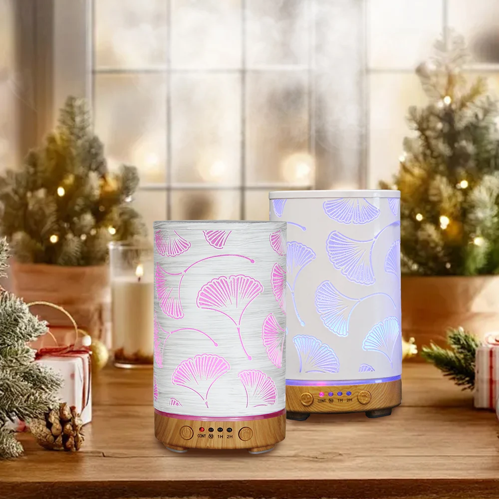 Timing Function Scent Diffuser Ultrasonic Air Humidifier Iron Art Aroma Diffuser 100ml Room Fragrance Diffuser with LED Lights