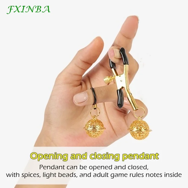 FXINBA New Hollow Bell Nipple Clamps Metal Bdsm Breast Clips Sex Toys For Couples Nipples Stimulator Fetish Flirting Adult Games