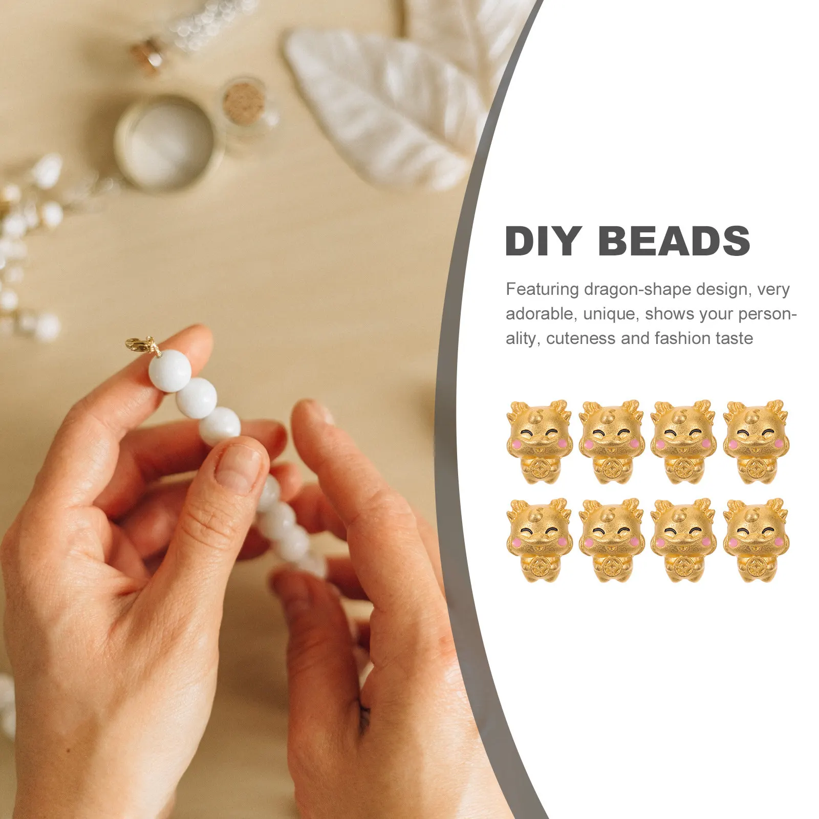 

8Pcs Dragon Design Spacer Beads Loose Beads DIY Jewelry Making Supplies Creative Bracelet Necklace Craft Accessories