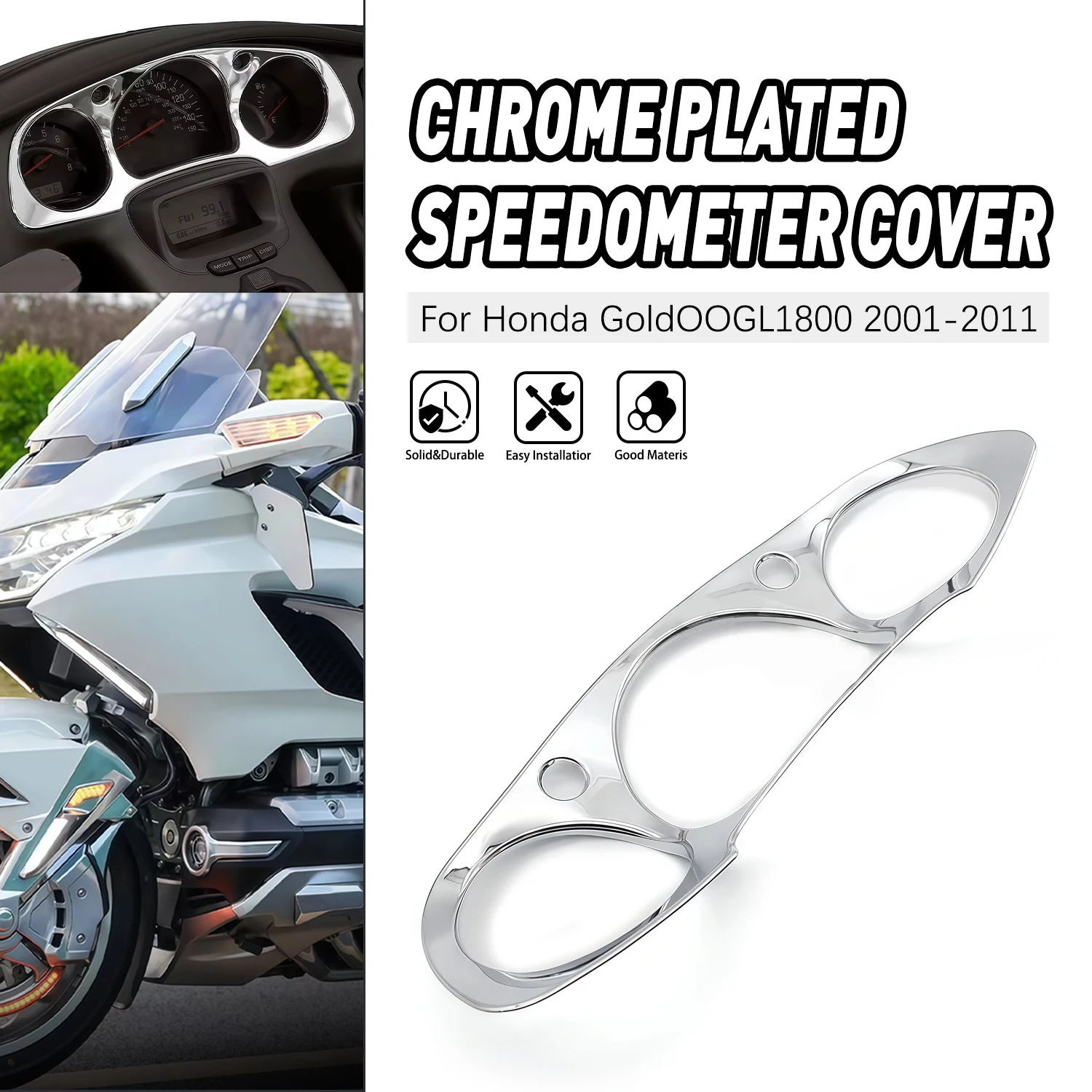 

Chrome ABS Motorcycle Instrument Panel Accent Cover Decor Trim for Honda Goldwing GL 1800 2001-2011 Gold Wing GL1800 01-11