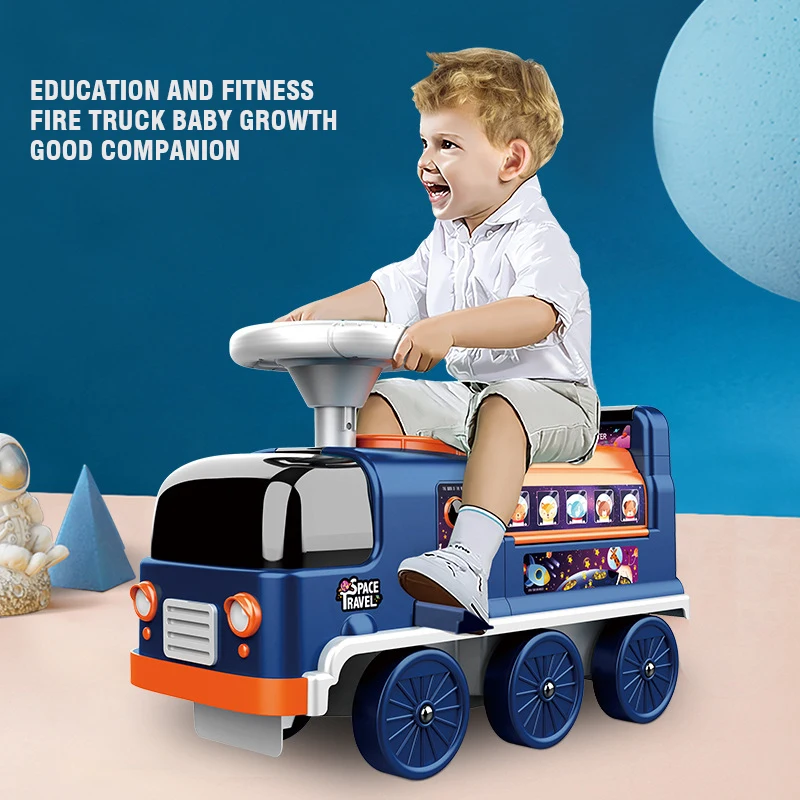 Electric Ride On Car Kids Toy Electric Locomotive 2In1 Multifunctional Engine Truck Diecast Educational Game Children Gift