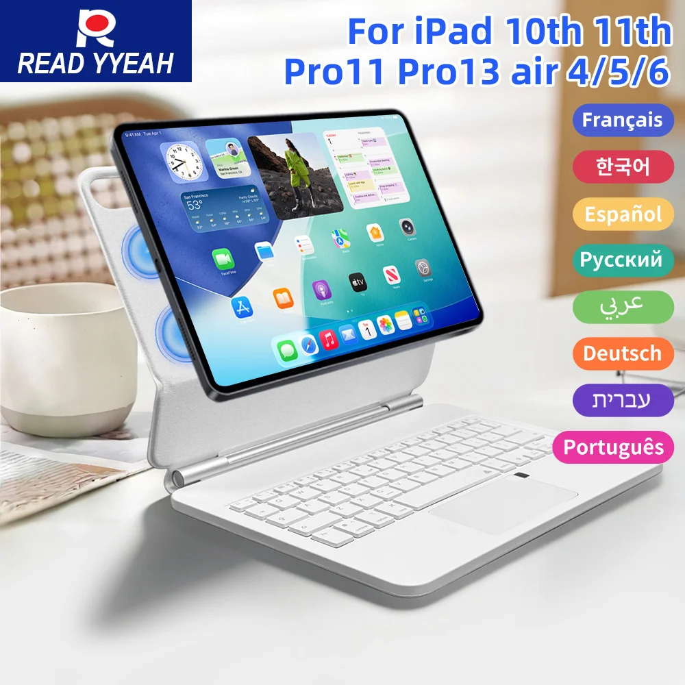 Magic Bluetooth Wireless Keyboard For iPad a16 Smart Case 2025 Backlit Keyboard For iPad Air 4 5 10.9in Pro 11 12.9  iPad Cover