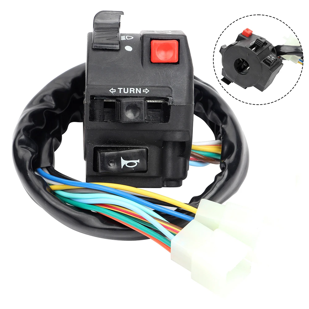 Black Red Motorcycle Light Switch No Deformation Starter And Shutdown Switch Easy To Use Electric Start Button