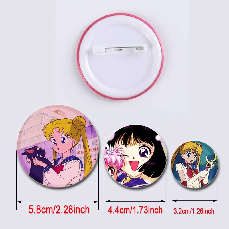 58/32/44mm Anime Sailor Moon Enamel Pins Handmade Brooch for Clothes Backpack Decoration Cartoon Badge Jewelry Accessories Gifts