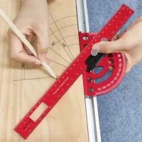 Bloque de posicionamiento de regla o regla de bolsillo de precisión, transportador de ángulo de aleación de aluminio 0-180 ° Medidor de marcado de línea de trazador de buscador de ángulos