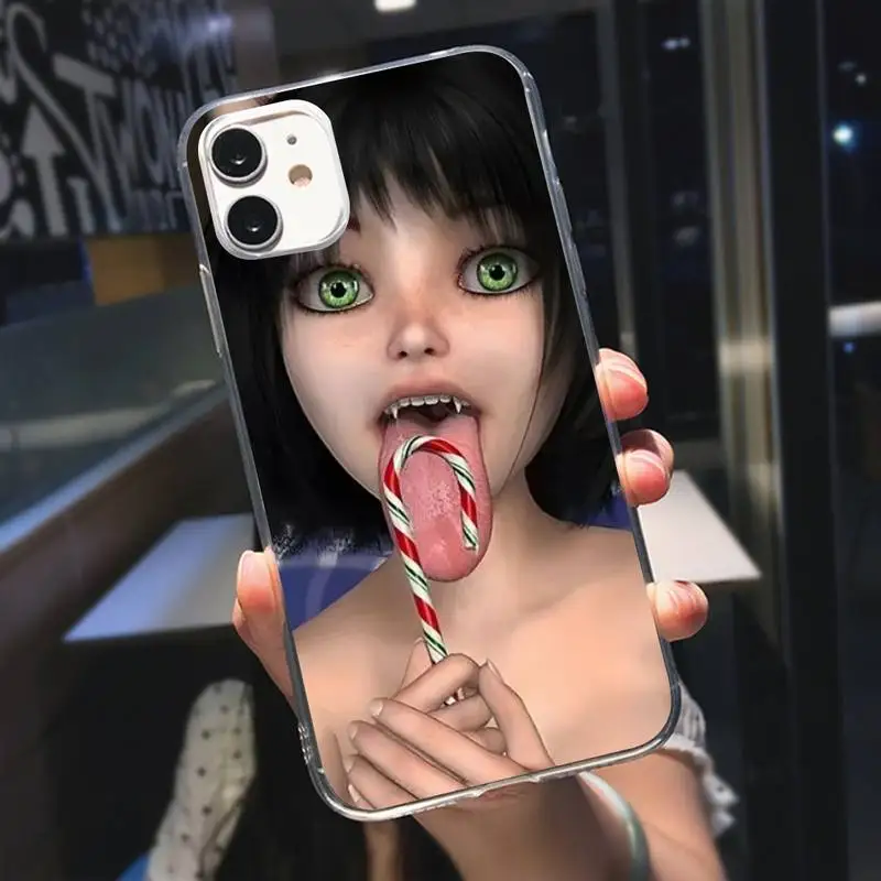 Clmj Cool Girl Punk Y2K Phone Case Transparent For IPhone 13pro 13 12 11 Pro Max Mini XS X XR SE2020 6 6S 8 7 Plus Cover