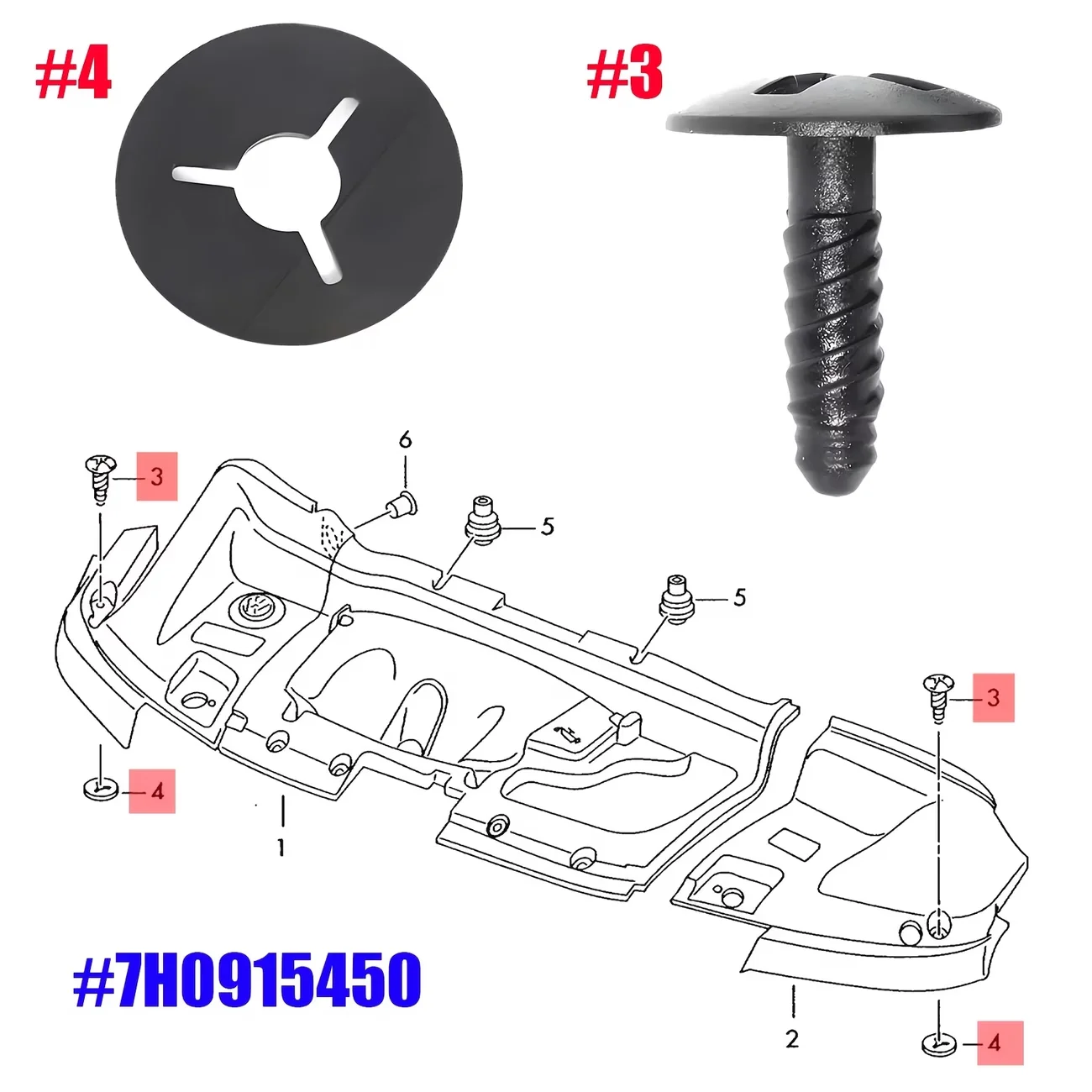 Wholesale Car Headlight Engine Battery Cover Mounting Screws Grille Or Slam Panel Fastener For VW T5 Transporter 7H0915450