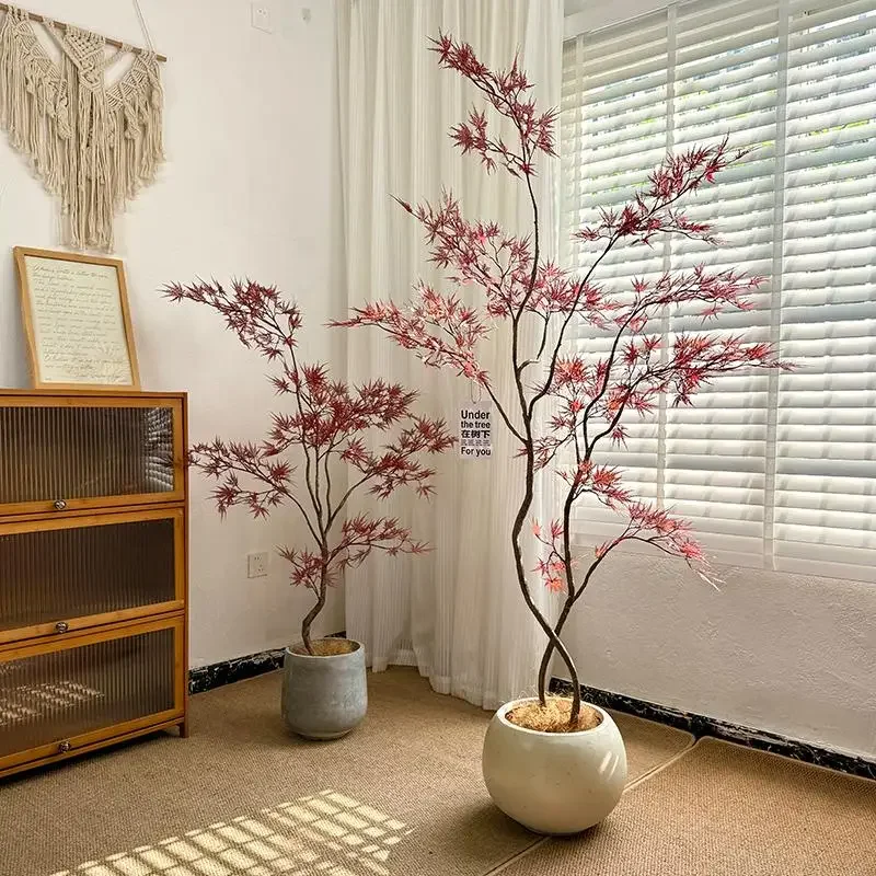 Simulation green plant red maple leaf high-end light luxury bionic fake plant tree indoor living room sofa decoration ornament