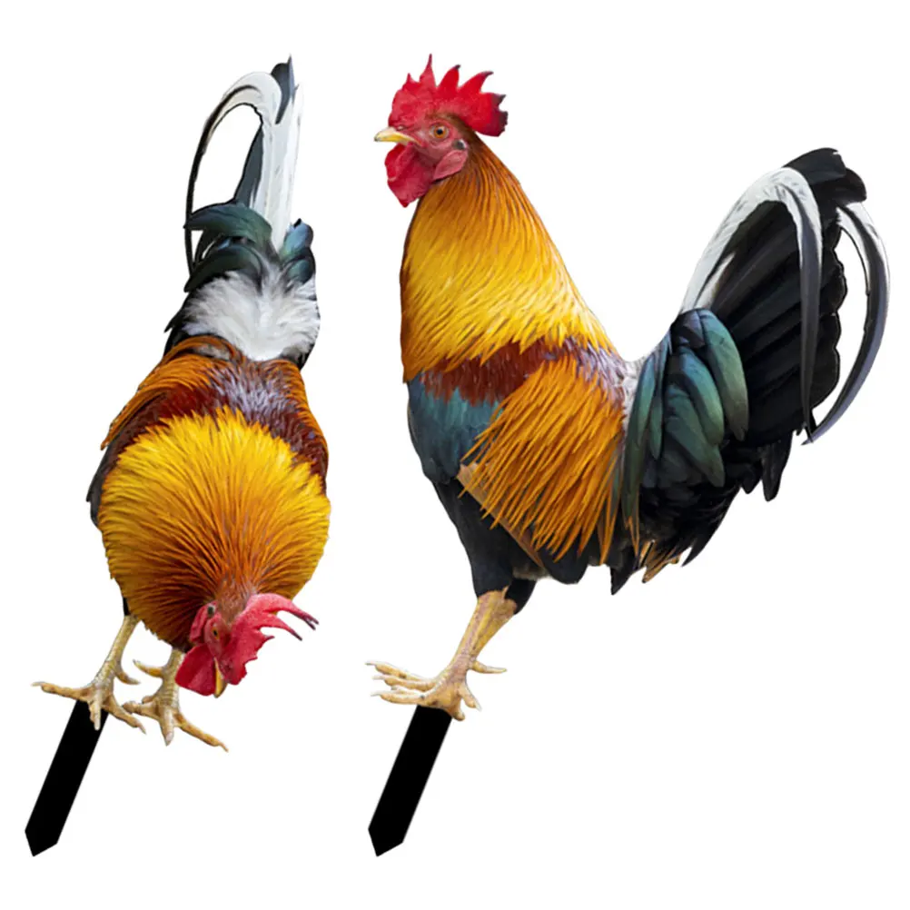 

2 Pcs Yard Sign Rooster Lawn naments Garden Stakes Decorations Outdoor Yard ArtGarden Lawn nament Chicken Insert