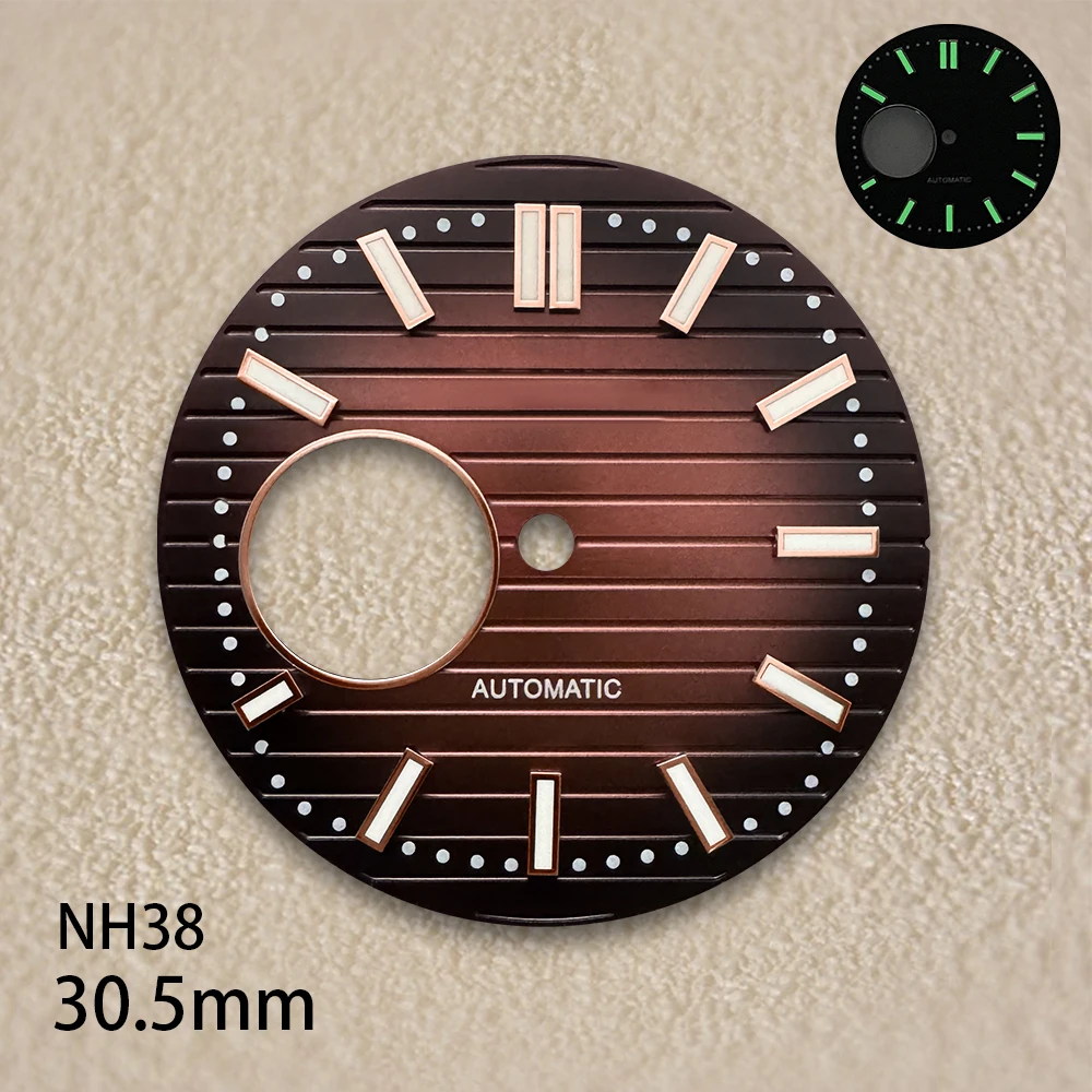 30.5mm Hollow Out S Dial Fit NH38/35/36 Automatic Movement Green Luminous  Stripe High-Quality Watch Modification Accessories