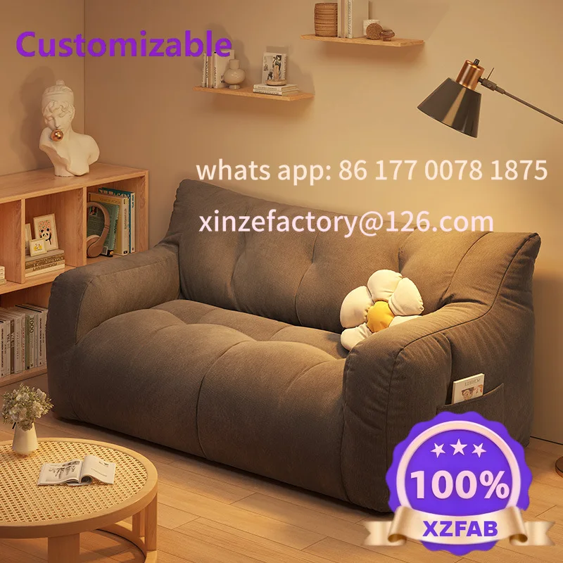 Customizable Fabric Sofa Living Room Small Apartment 2025 New Rental Room Double Triple Tatami Resting Area Lazy Sofa