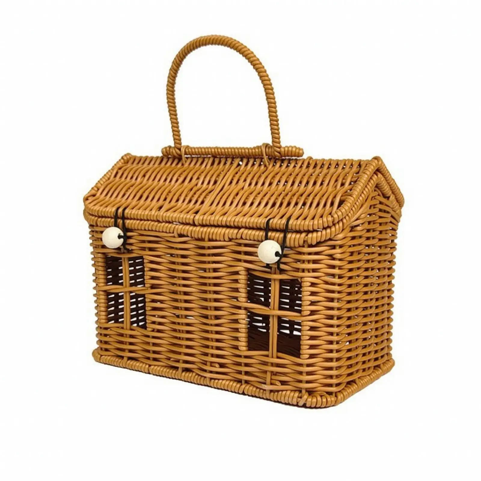 Rectangular Storage Basket with Lid Compact Wicker Basket with Lid Decorative