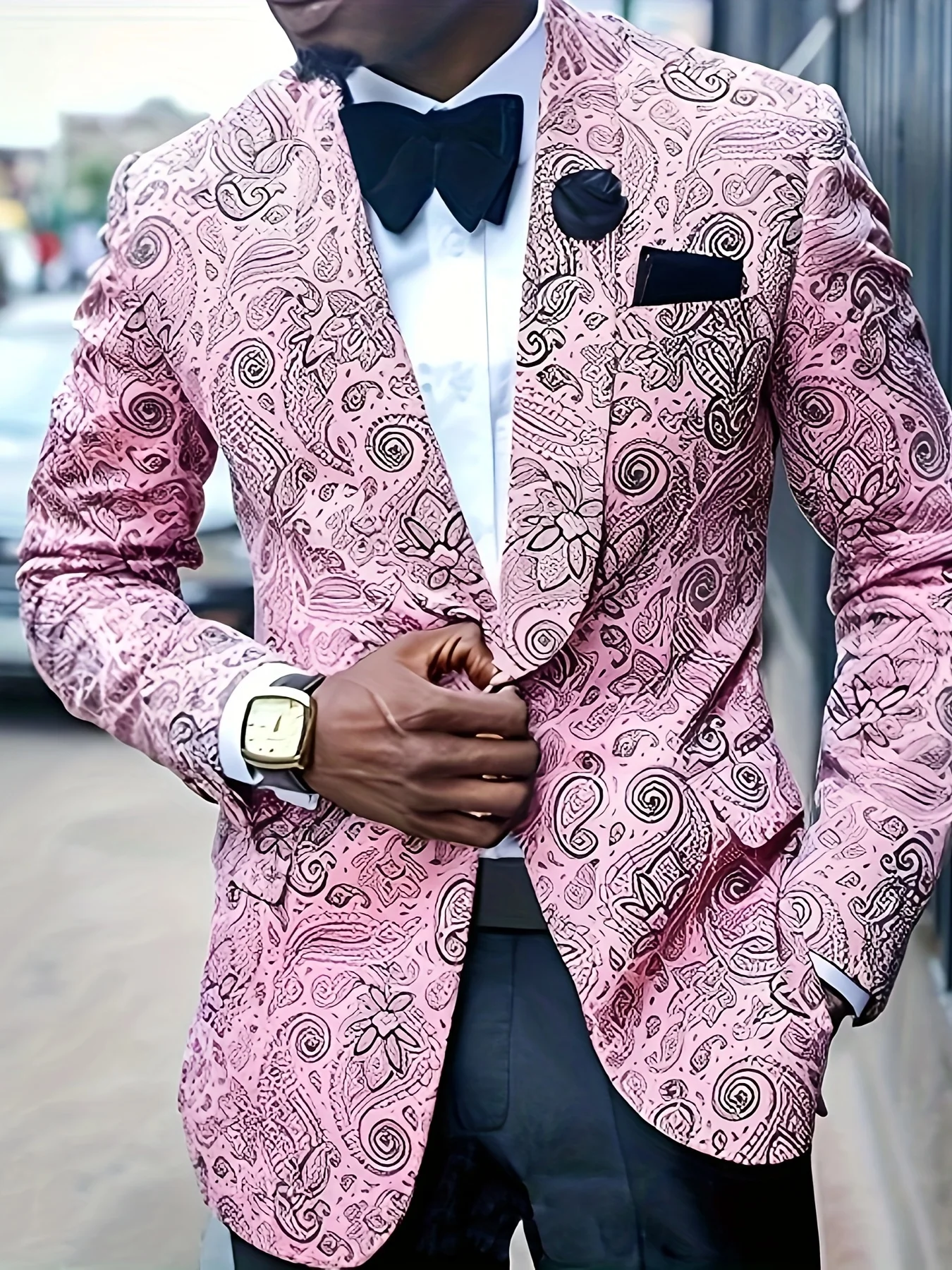 

Men's Plus Size Blazer Autumn/Winter Casual Cashew Print Lapel Collar Slim Fit One Button Blazer Suit Jacket for Business Blazer