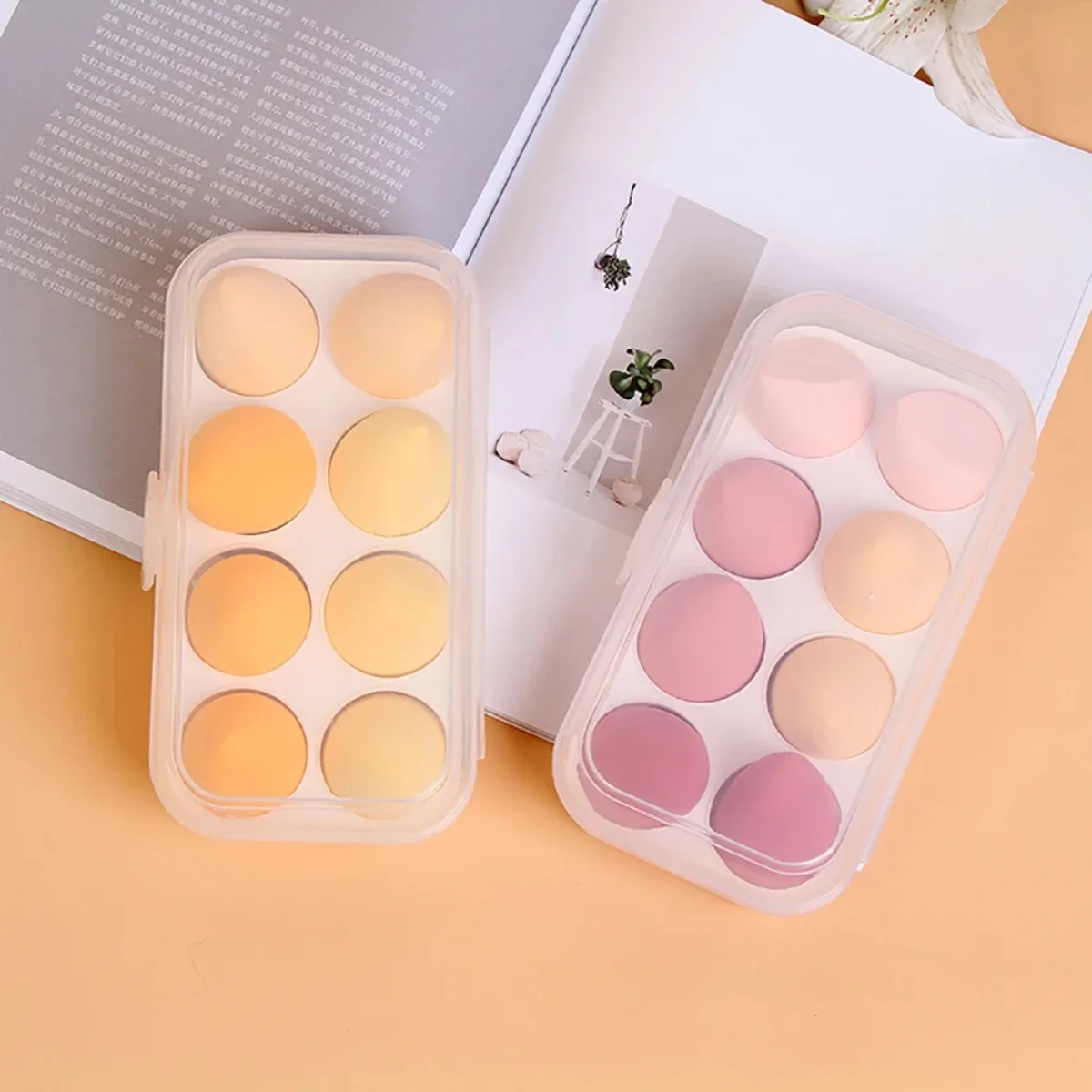 8 Grids Makeup Blender Storage Box Cosmetic Puff Makeup Sponge Holder Transparent Case Container Organizer Make Up Accessories