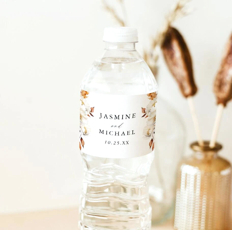 30pcs Wedding Water Bottle Label, Custom Water Bottle Label for Baby Shower, Customizable Water Bottle Label for Bridal Shower
