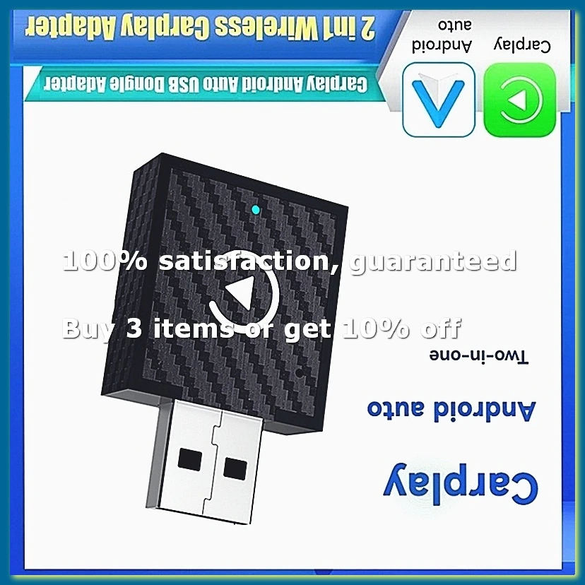 2-in-1 Wireless Carplay Adapter Carplay/Android Auto Smart AI Box USB Dongle Plug and Play Wired Carplay to Wireless