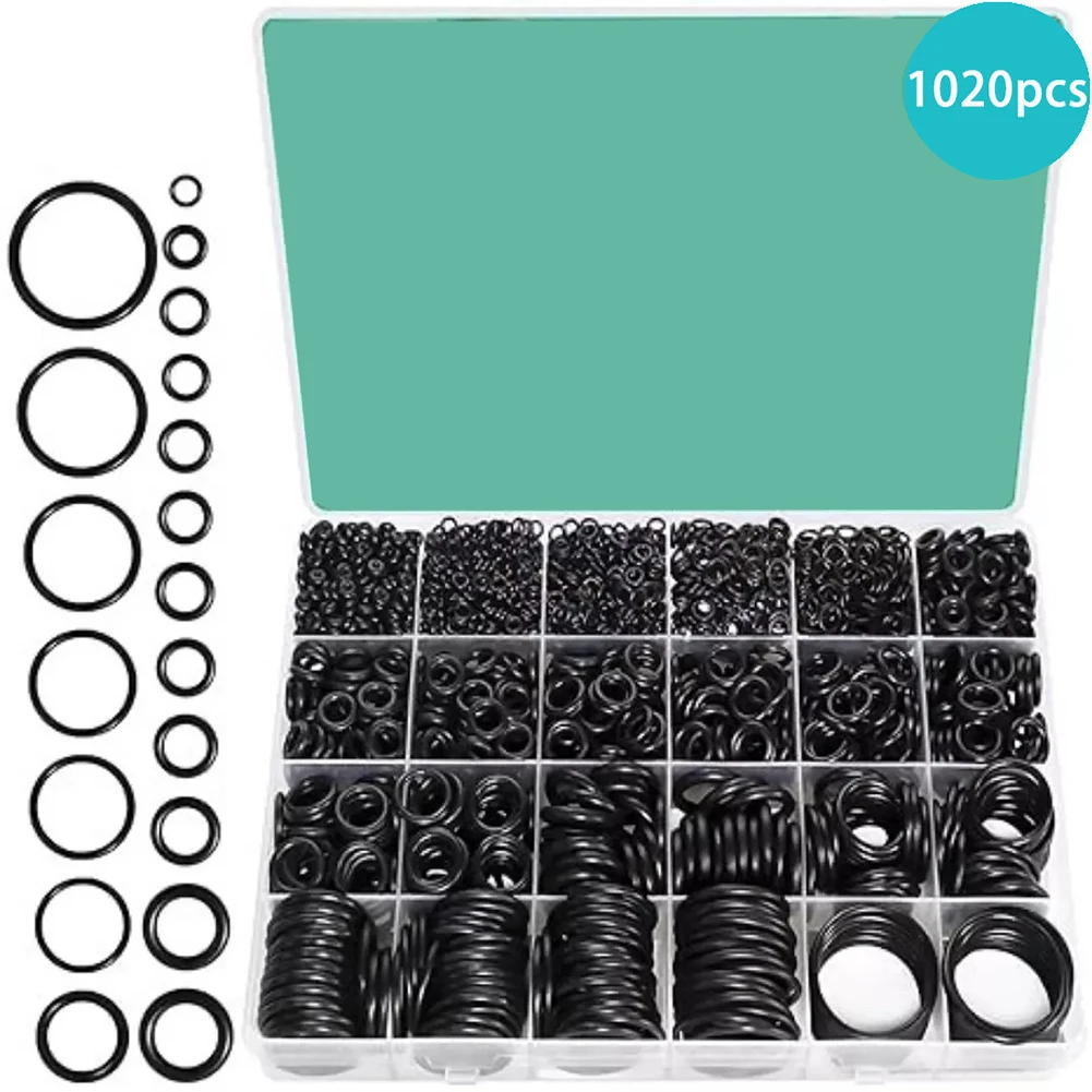 

1020pcs Rubber O Ring Set Gaskets Seal Nitrile Rubber Bands Repair Kit Sealing Elastic For Car Air Conditioner Repair Gasket