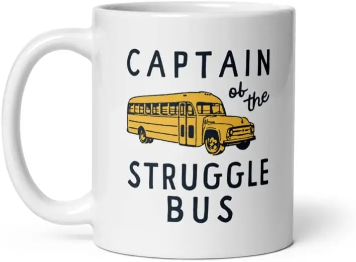 Crazy Dog T-Shirts Captain Of The Struggle Bus Mug Funny Yellow School Bus Novelty Cup-11oz