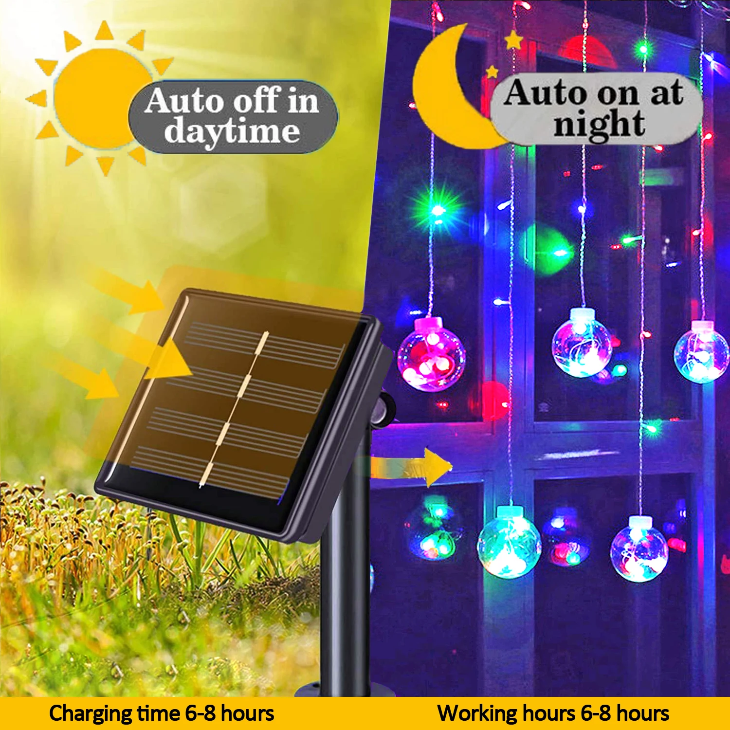 Solar String Lights Wishing Ball Outdoor LED Waterproof Curtain Lights for Garden Bedroom Wedding