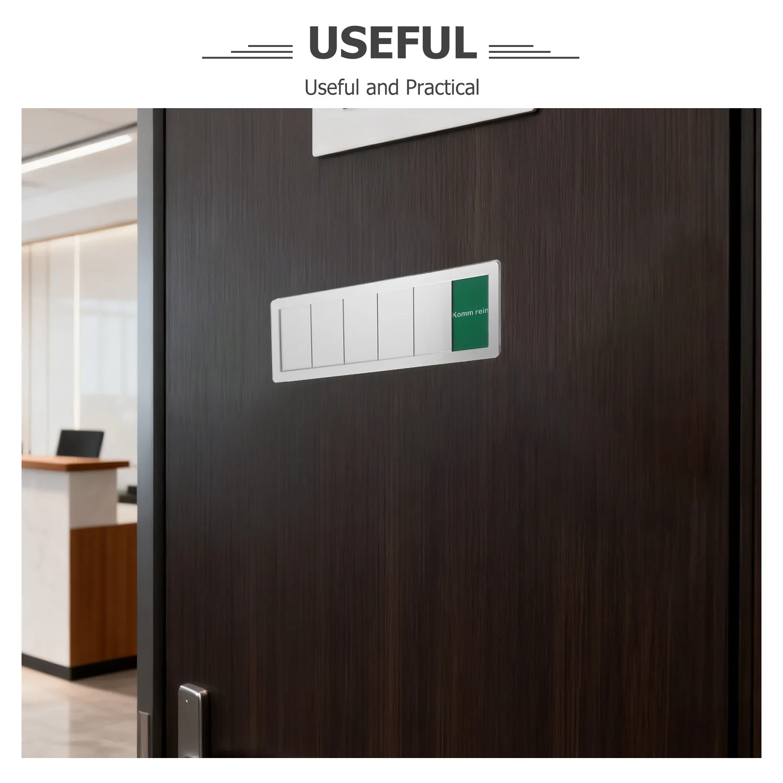 Acrylic Office Door Privacy Sign Silver Frame Sliding Indicator Meeting in Progress Do Not Disturb Occupied Vacant Sign