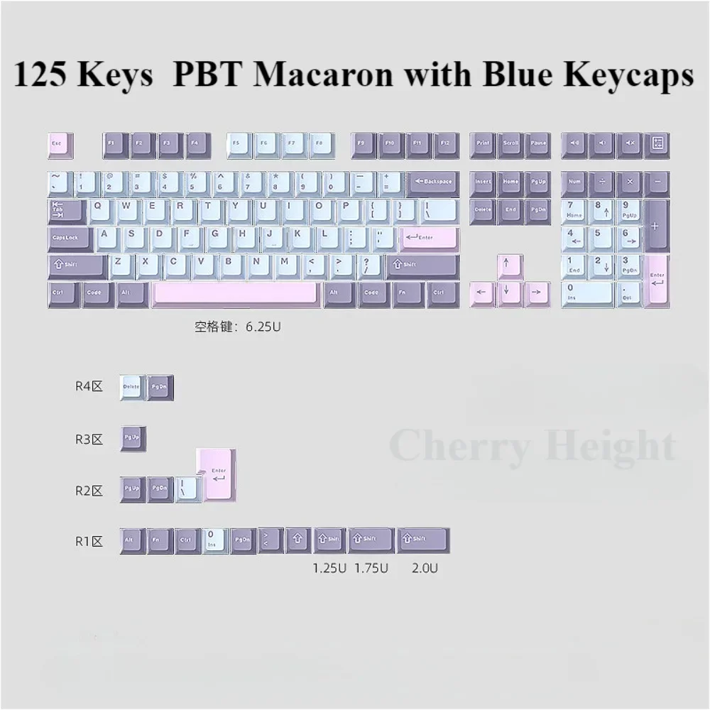 

Keycap 125 keys, Cherry PBT Macaron theme for MX switch 60/84/90/104/108 mechanical keyboard