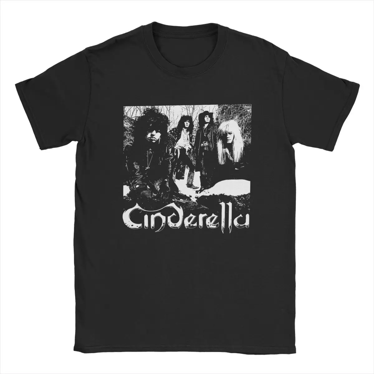 Cinderellas Rock Band Music Live T Shirt Men's 100% Cotton Hipster T-Shirts Crewneck Rock Band Tees Short Sleeve Clothing New