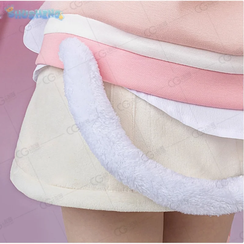 Project Sekai Colorful Stage!feat.Miku Cosplay Mizuki Akiyama Amia mzk Costume Halloween Pink Vest Shirt Socks Tail Women Set