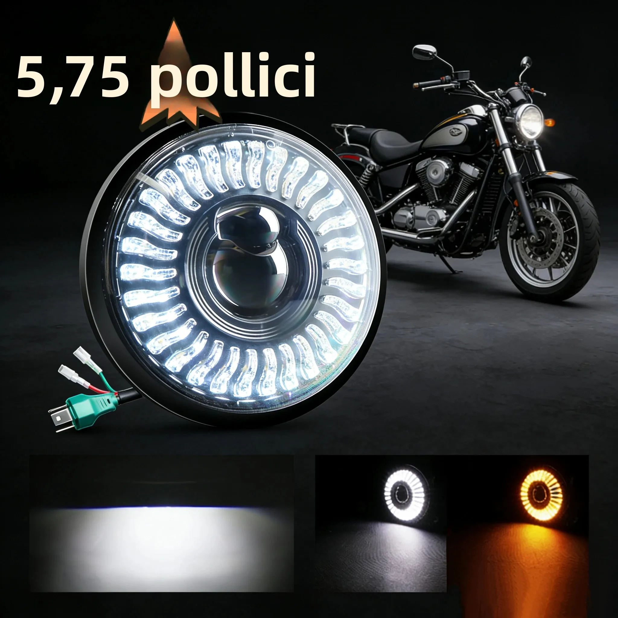 Faro LED Rotondo da 5,75 Pollici Braveway per Moto, Linea di Taglio Chiara, 6000k 3500k, per Moto Sportster Roadster Dyna, IP68