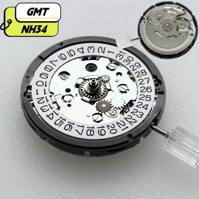 

Genuine GMT NH34 Automatic Movement Day/Date 3 o'clock Crown Hacking Seconds High Accuracy Automatic Mechanical NH34 movements