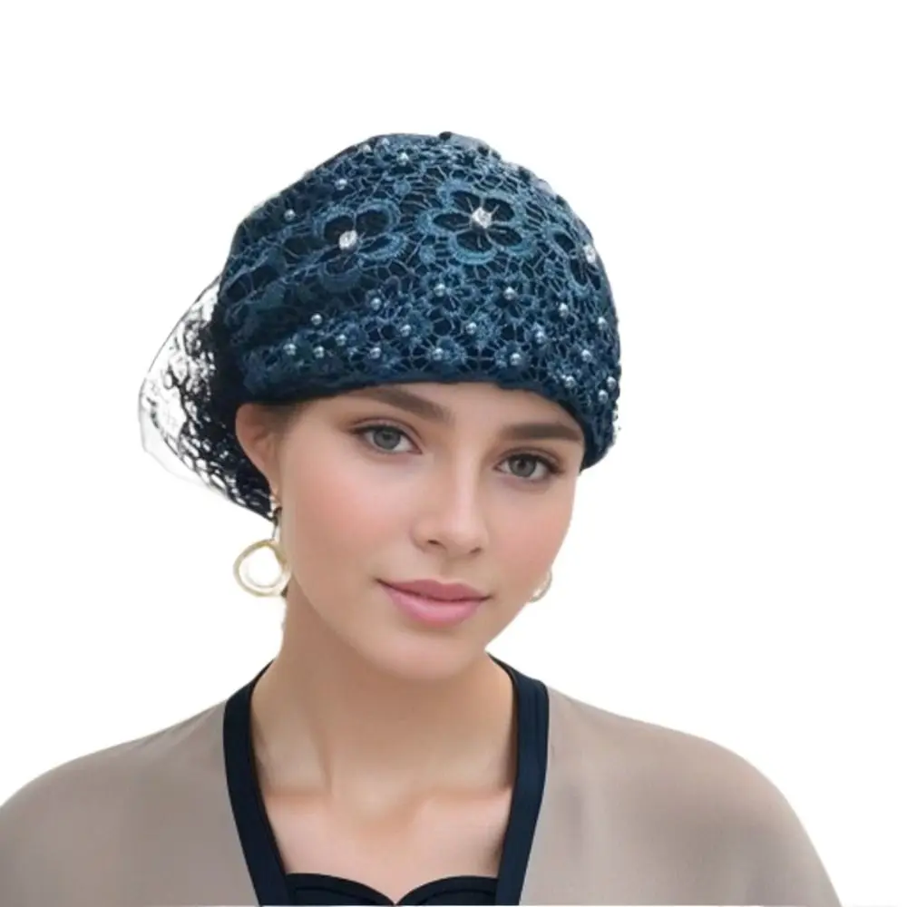 หมวกแฟชั่นปักลายดอกไม้ติดลูกปัดสำหรับผู้หญิงหมวกผ้าโพกหัวสำหรับฤดูร้อนปักลายดอกไม้ Peci