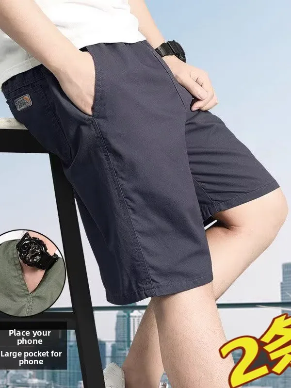 Pantaloni casual estivi a gamba dritta orts da uomo a cinque quarti in puro cotone vestibilità ampia Pantaloni comodi e traspiranti per papà