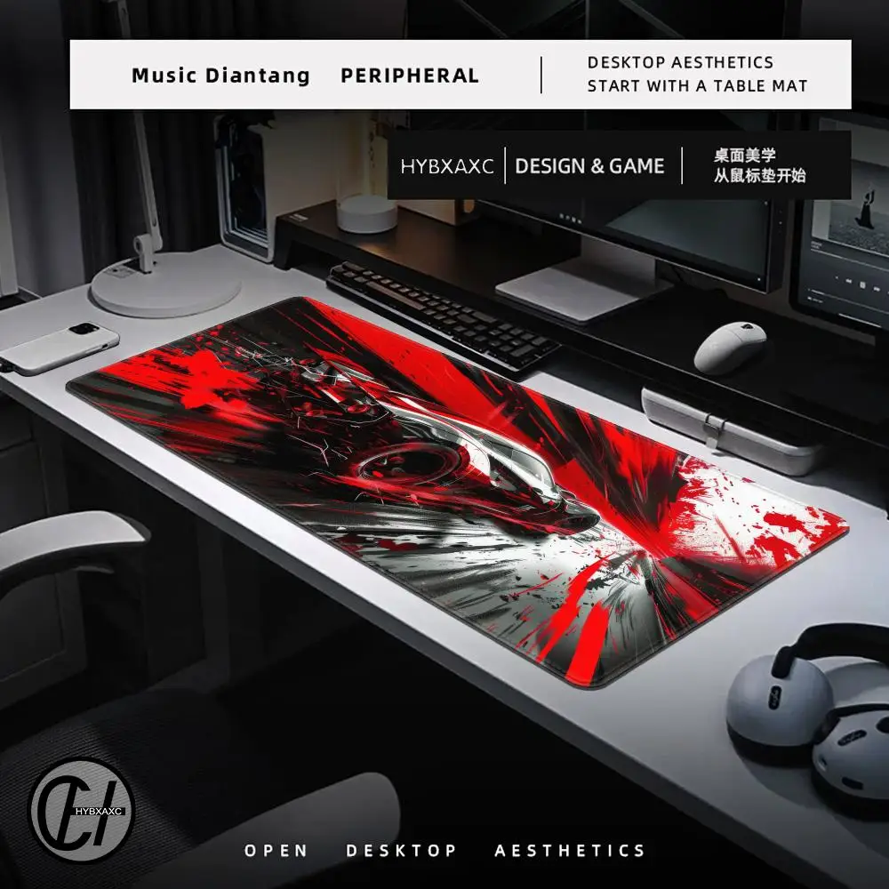 لوحة ماوس لسيارة السباق لطيفة عالية الدقة لوحة مكتب باللونين الأسود والأحمر ممتدة لوحة مفاتيح الألعاب كبيرة الحجم 100 × 50 سم XXL لوحة ماوس الألعاب