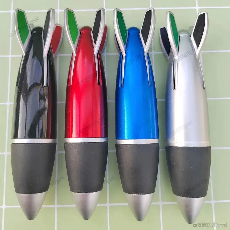 Creative 4in1 Color Retractable Rocket Ballpoint Pen 1.0mm Tip For Office School Writing Signature Ball Pen Stationery Kids Gift