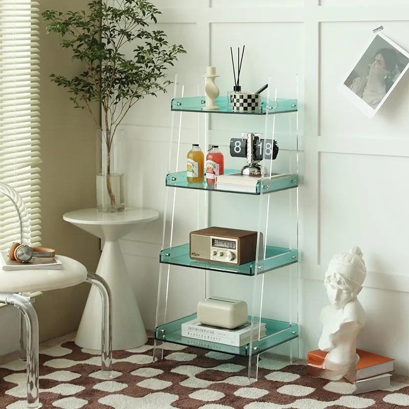 Nordic minimalist style acrylic shelf three-layer four-layer floor display shelf modern living room personalized shelf